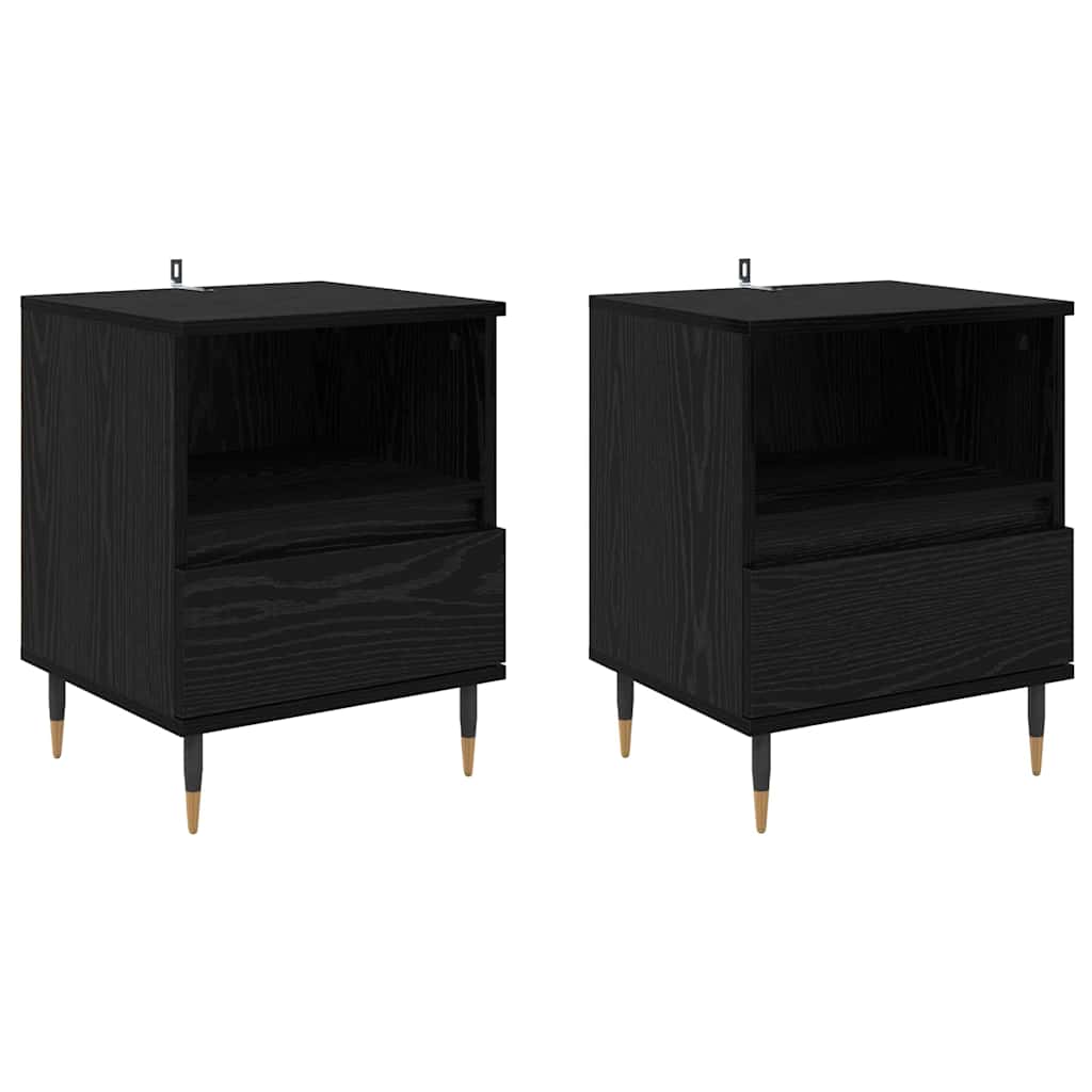 Armadio da Notte con cassetto 2 pcs Rovere Nero 40 x 35 x 50 cm