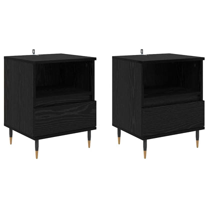 Armadio da Notte con cassetto 2 pcs Rovere Nero 40 x 35 x 50 cm