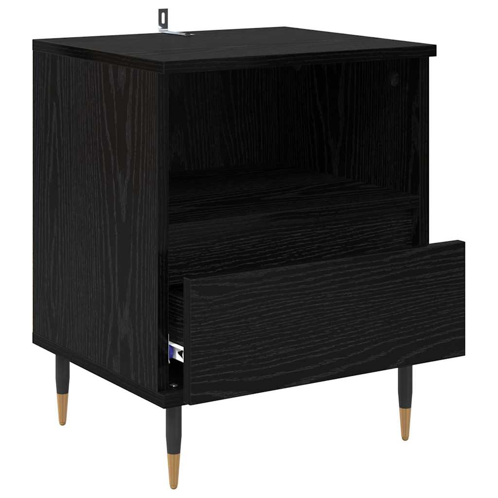 Armadio da Notte con cassetto 2 pcs Rovere Nero 40 x 35 x 50 cm