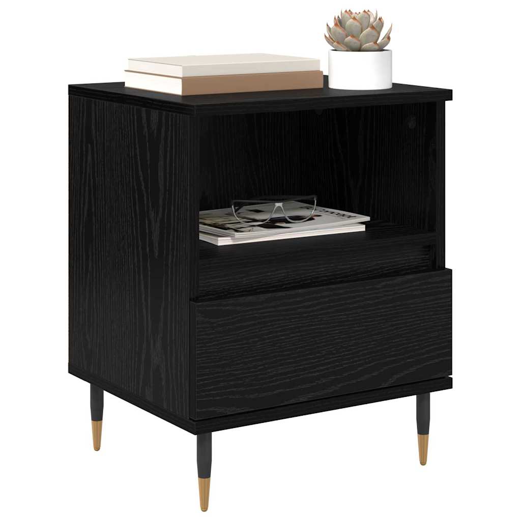 Armadio da Notte con cassetto 2 pcs Rovere Nero 40 x 35 x 50 cm
