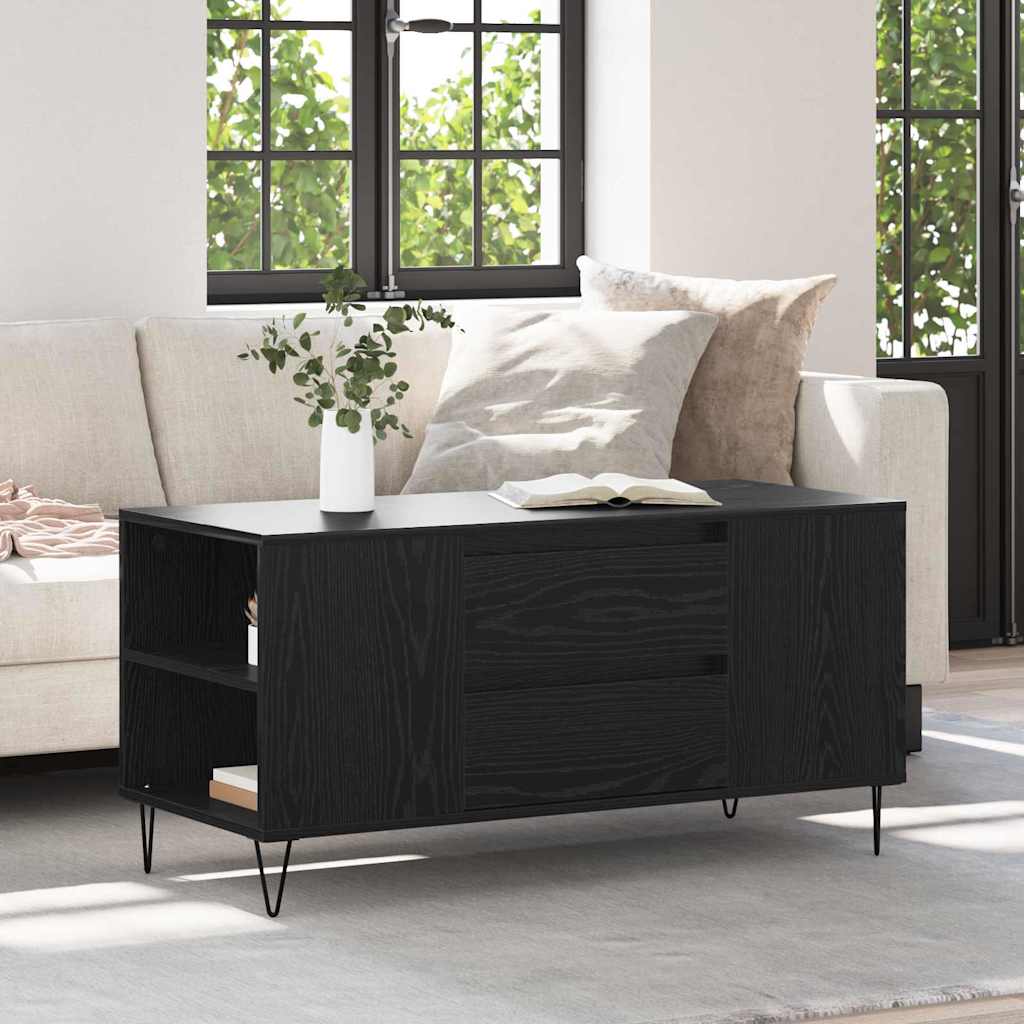Tavolino da salotto con cassetto Rovere Nero 102 x 44,5 x 50 cm