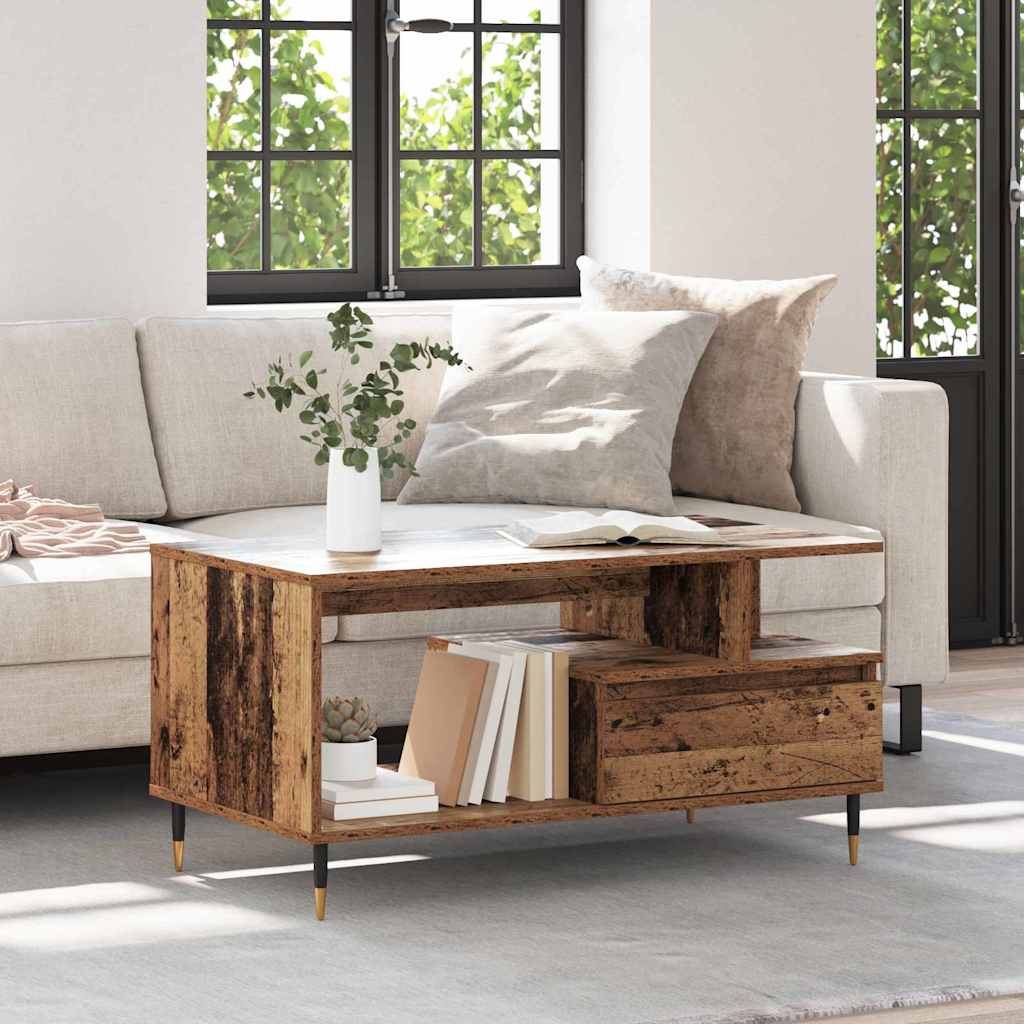 Tavolino da salotto con cassetto Legno vecchio 90 x 49 x 45 cm