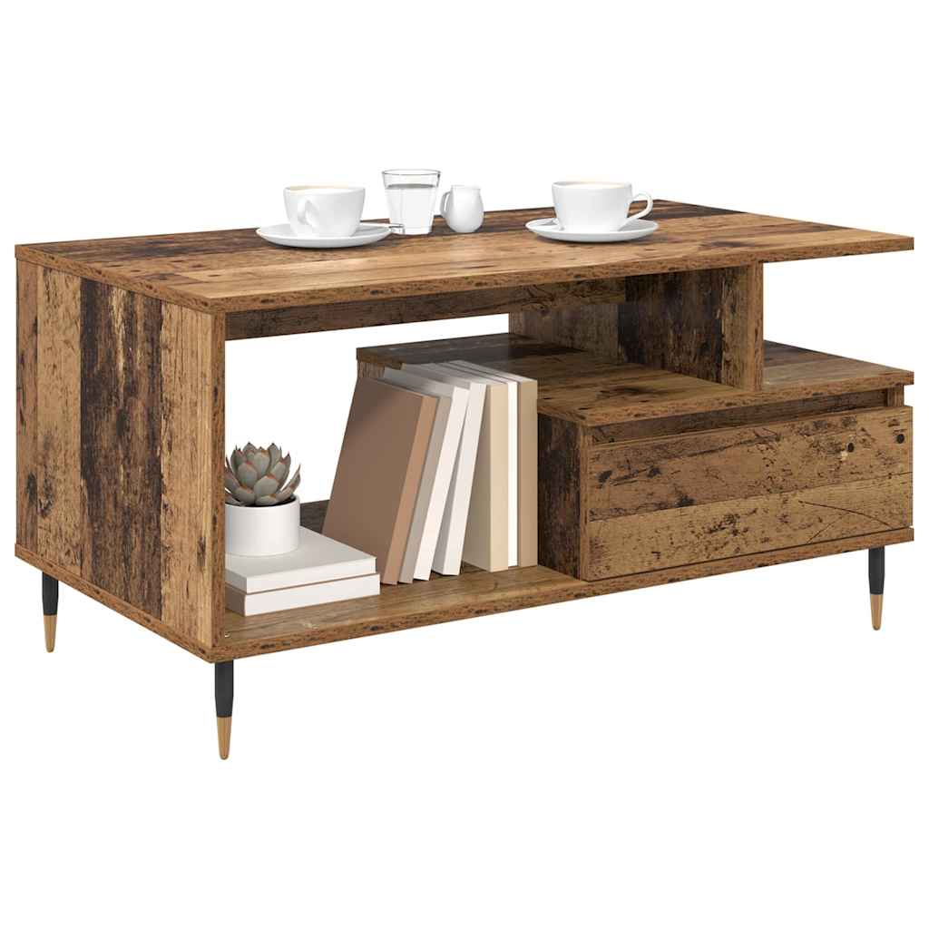 Tavolino da salotto con cassetto Legno vecchio 90 x 49 x 45 cm