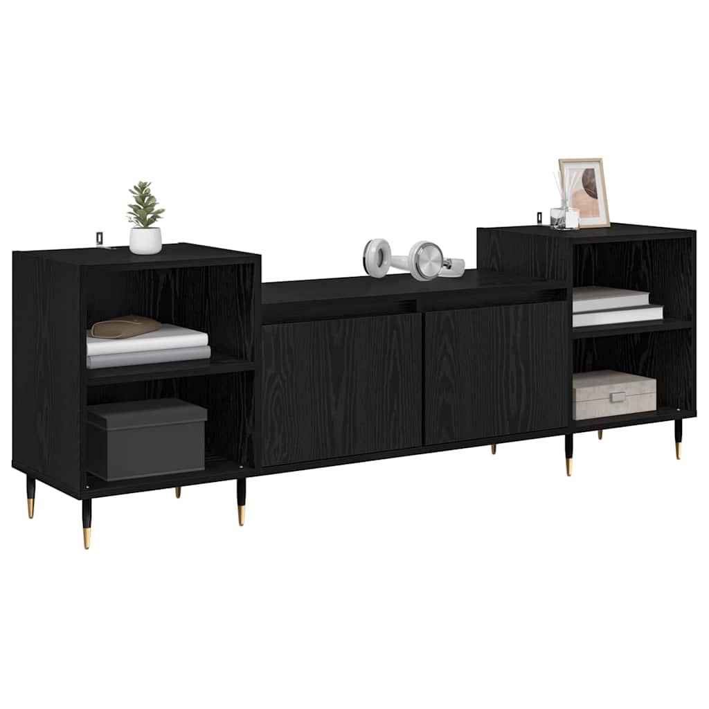Mobile TV Rovere Nero 160 x 35 x 55 cm Legno multistrato