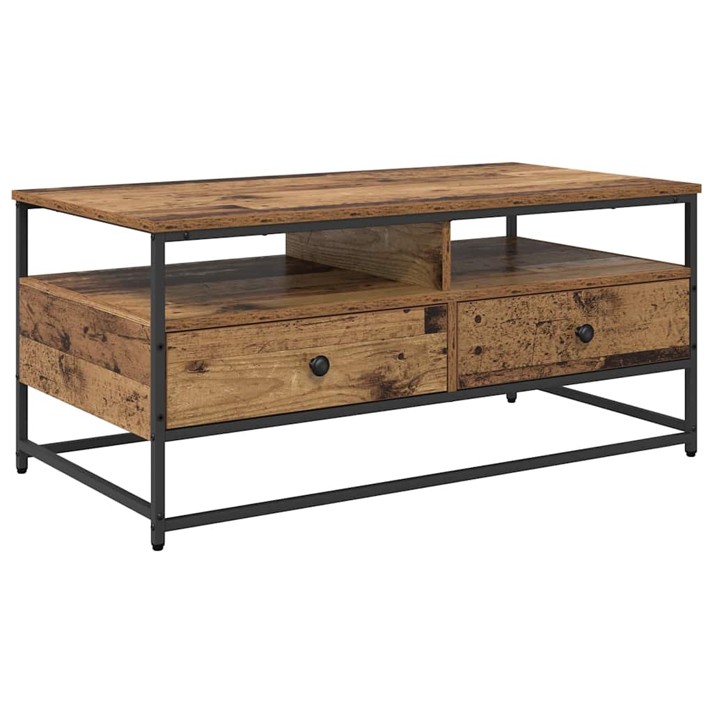 Tavolino da salotto con cassetto Legno vecchio 100 x 51 x 45 cm