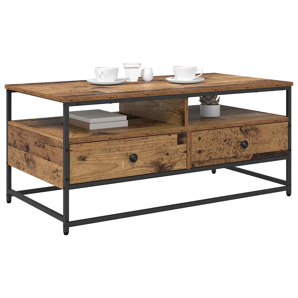 Tavolino da salotto con cassetto Legno vecchio 100 x 51 x 45 cm