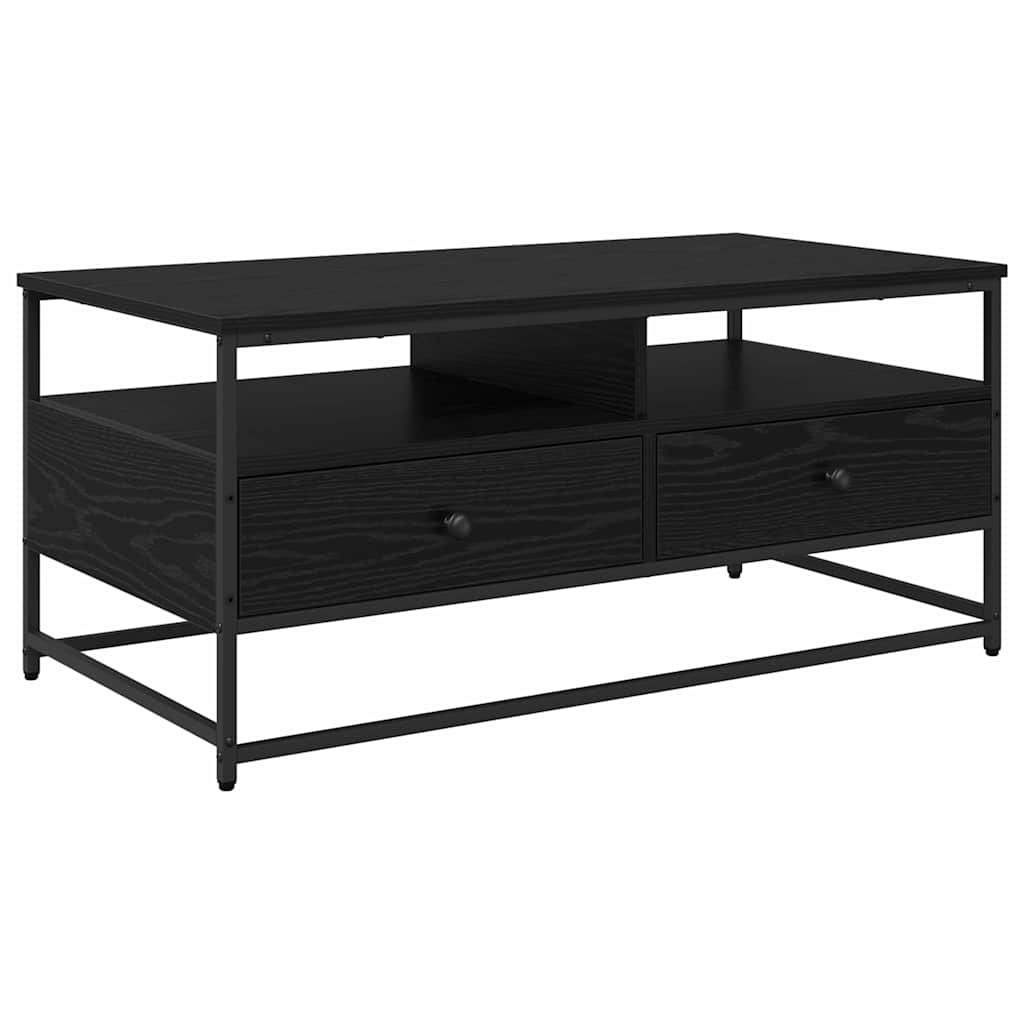 Tavolino da salotto con cassetto Rovere Nero 100 x 51 x 45 cm