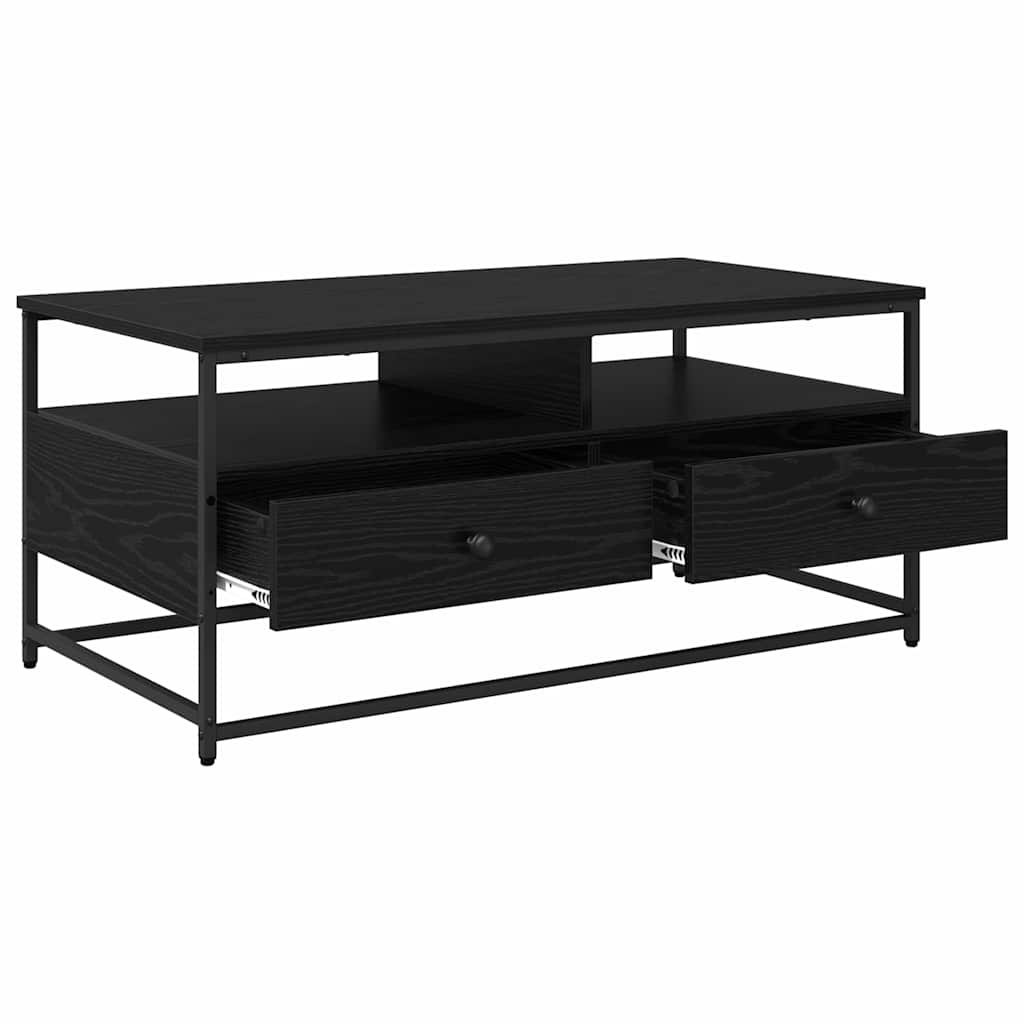 Tavolino da salotto con cassetto Rovere Nero 100 x 51 x 45 cm
