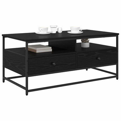 Tavolino da salotto con cassetto Rovere Nero 100 x 51 x 45 cm