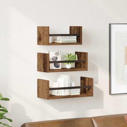Set mensole da parete 3 pcs Legno vecchio 40x16x14cm