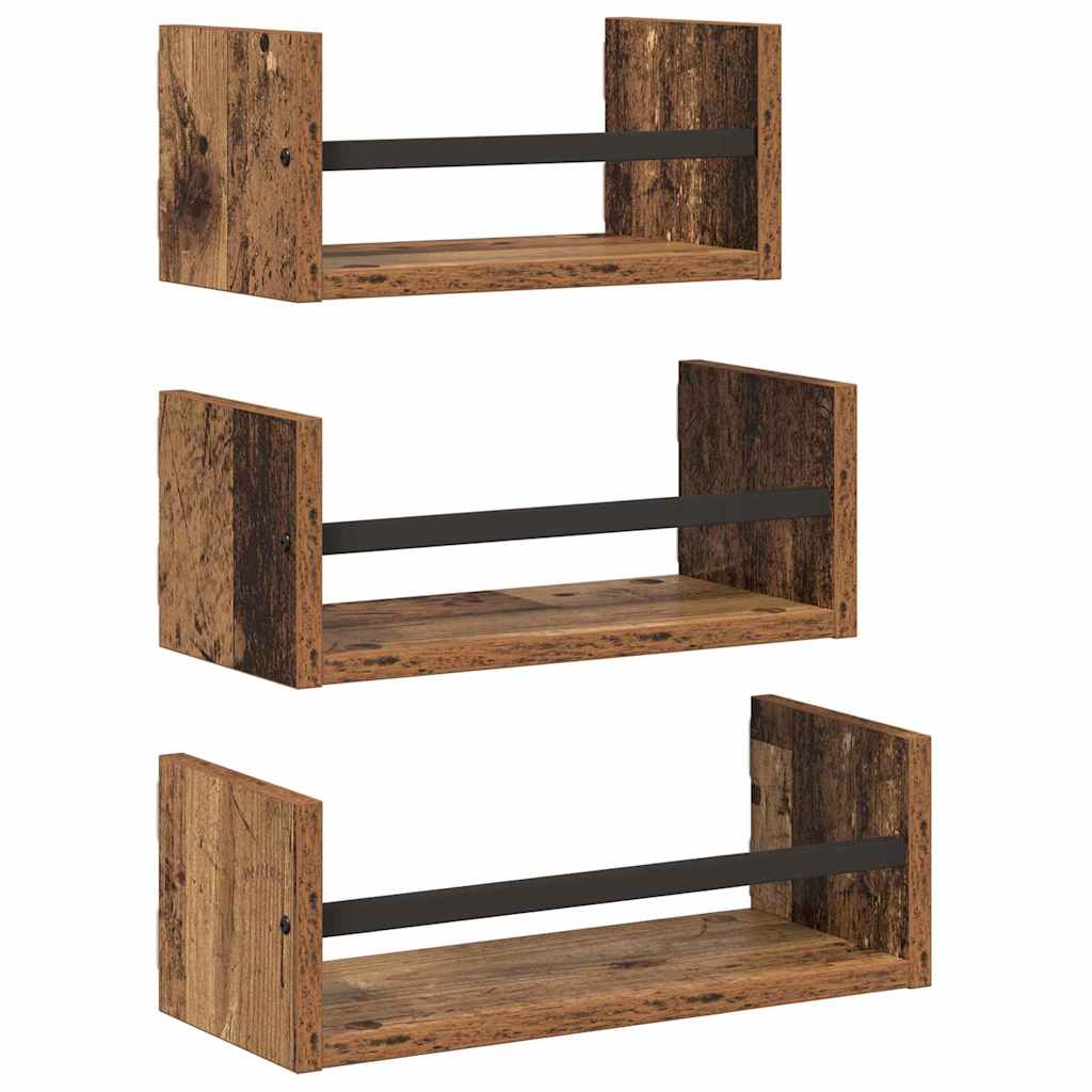 Set mensole da parete 3 pcs Legno vecchio 40x16x14cm