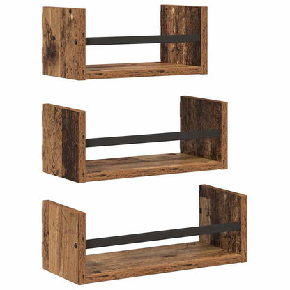 Set mensole da parete 3 pcs Legno vecchio 40x16x14cm