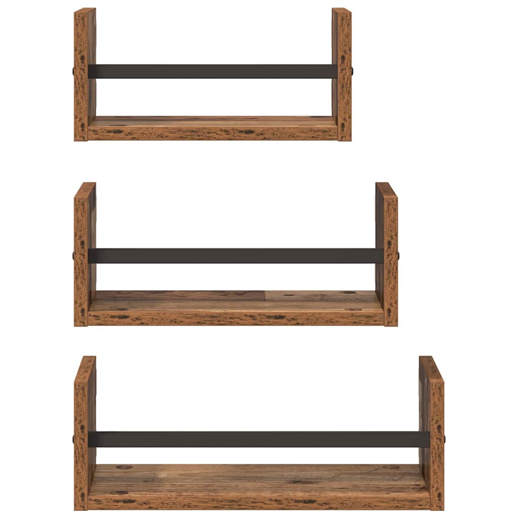Set mensole da parete 3 pcs Legno vecchio 40x16x14cm