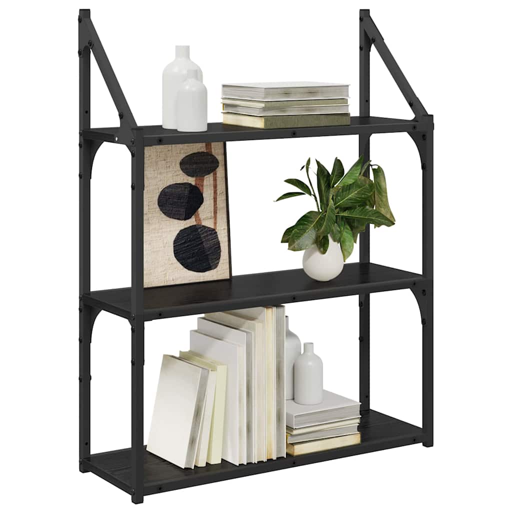 Scaffale da parete Rovere Nero 60 x 21 x 78,5 cm