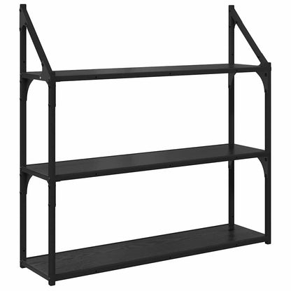 Scaffale da parete Rovere Nero 80 x 21 x 78,5 cm