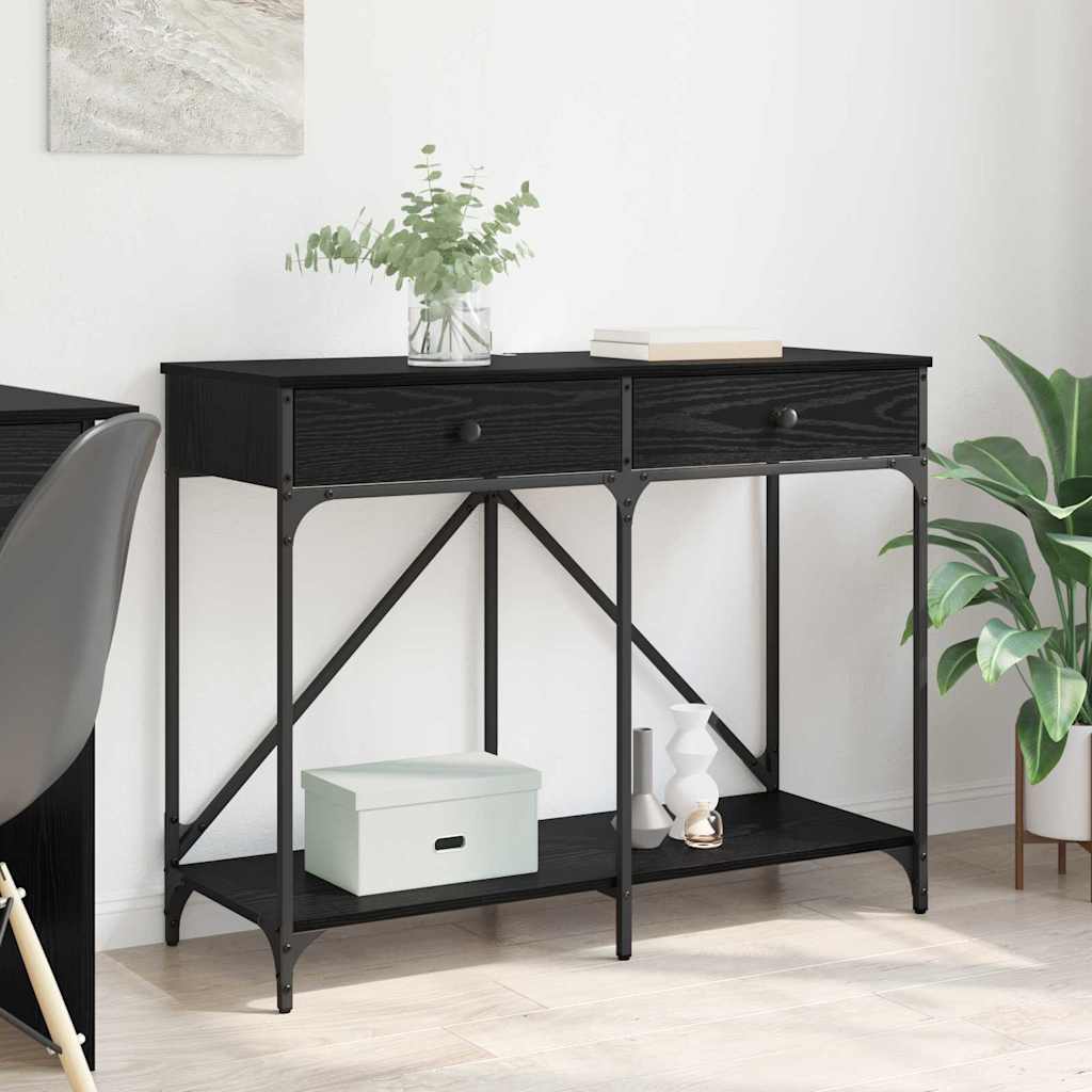 Tavolo consolle con cassetto Rovere Nero 100 x 39 x 78,5 cm