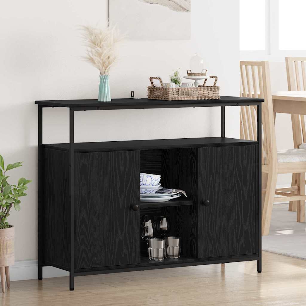 Credenza Rovere Nero 100 x 35 x 80 cm Legno multistrato