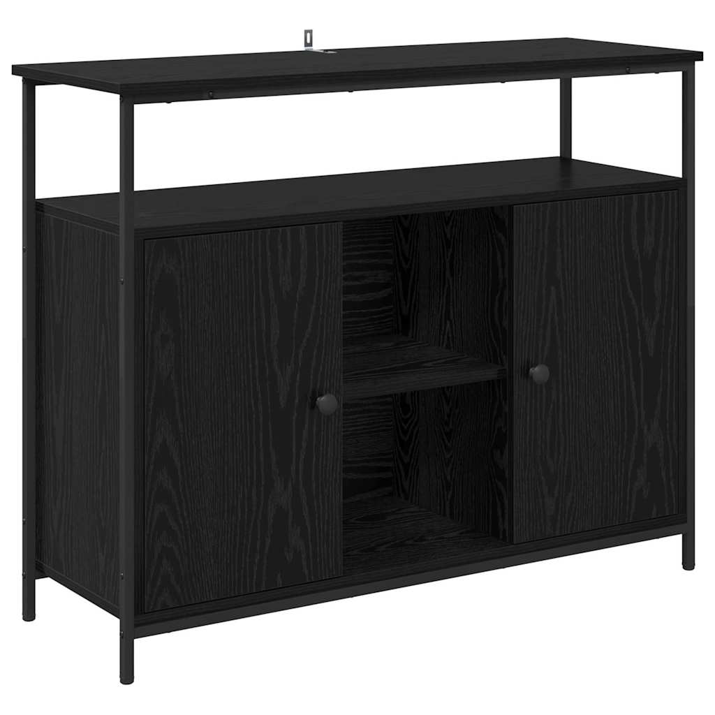 Credenza Rovere Nero 100 x 35 x 80 cm Legno multistrato