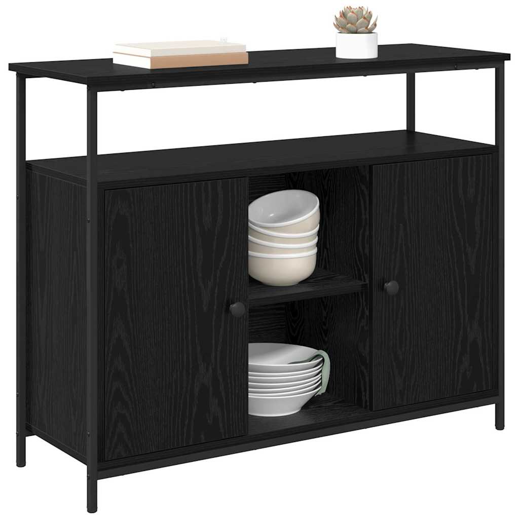 Credenza Rovere Nero 100 x 35 x 80 cm Legno multistrato