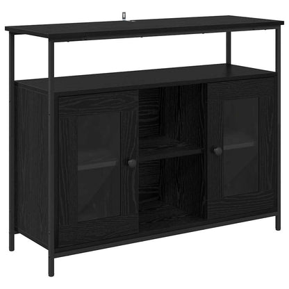 Credenza Rovere Nero 100 x 35 x 80 cm Legno multistrato