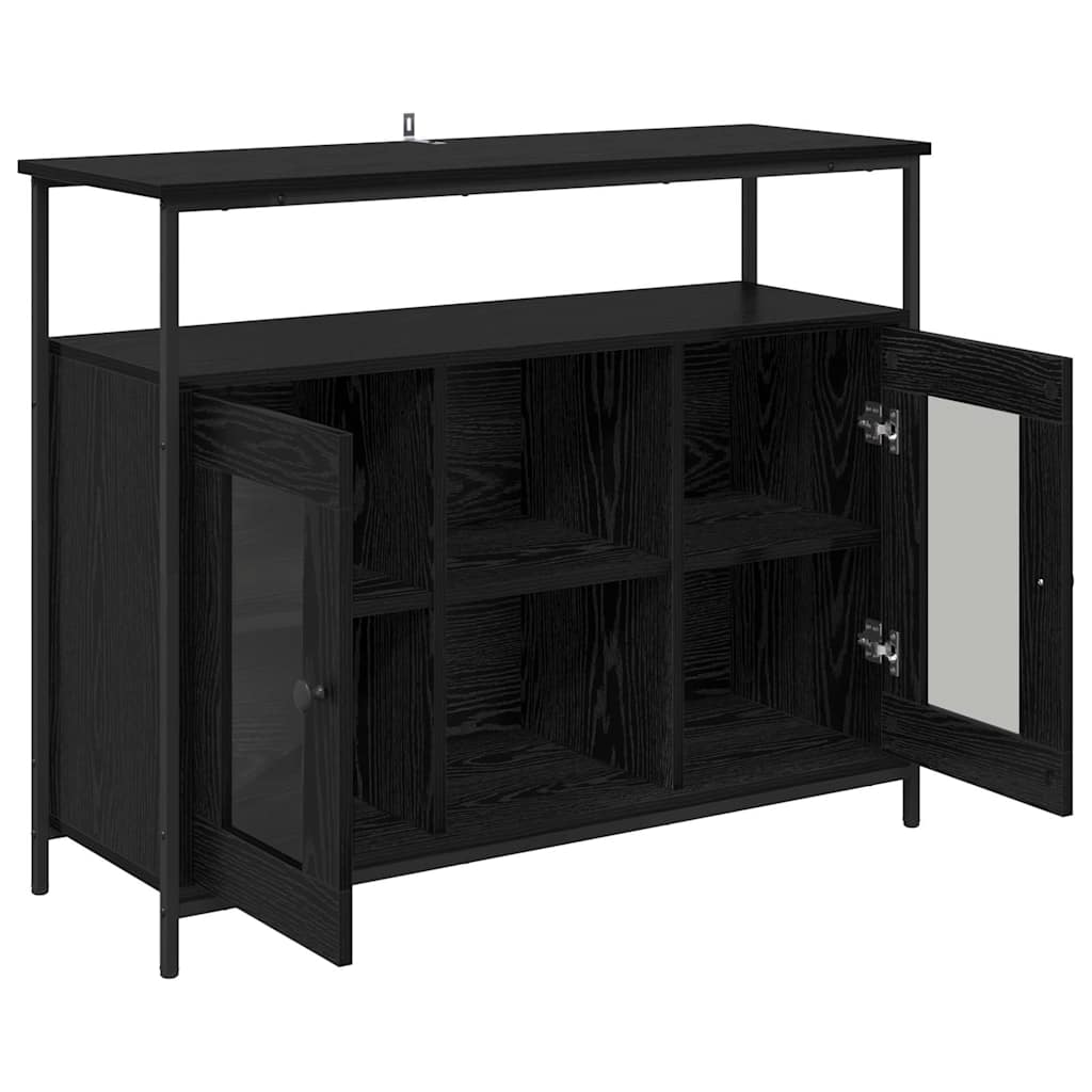 Credenza Rovere Nero 100 x 35 x 80 cm Legno multistrato