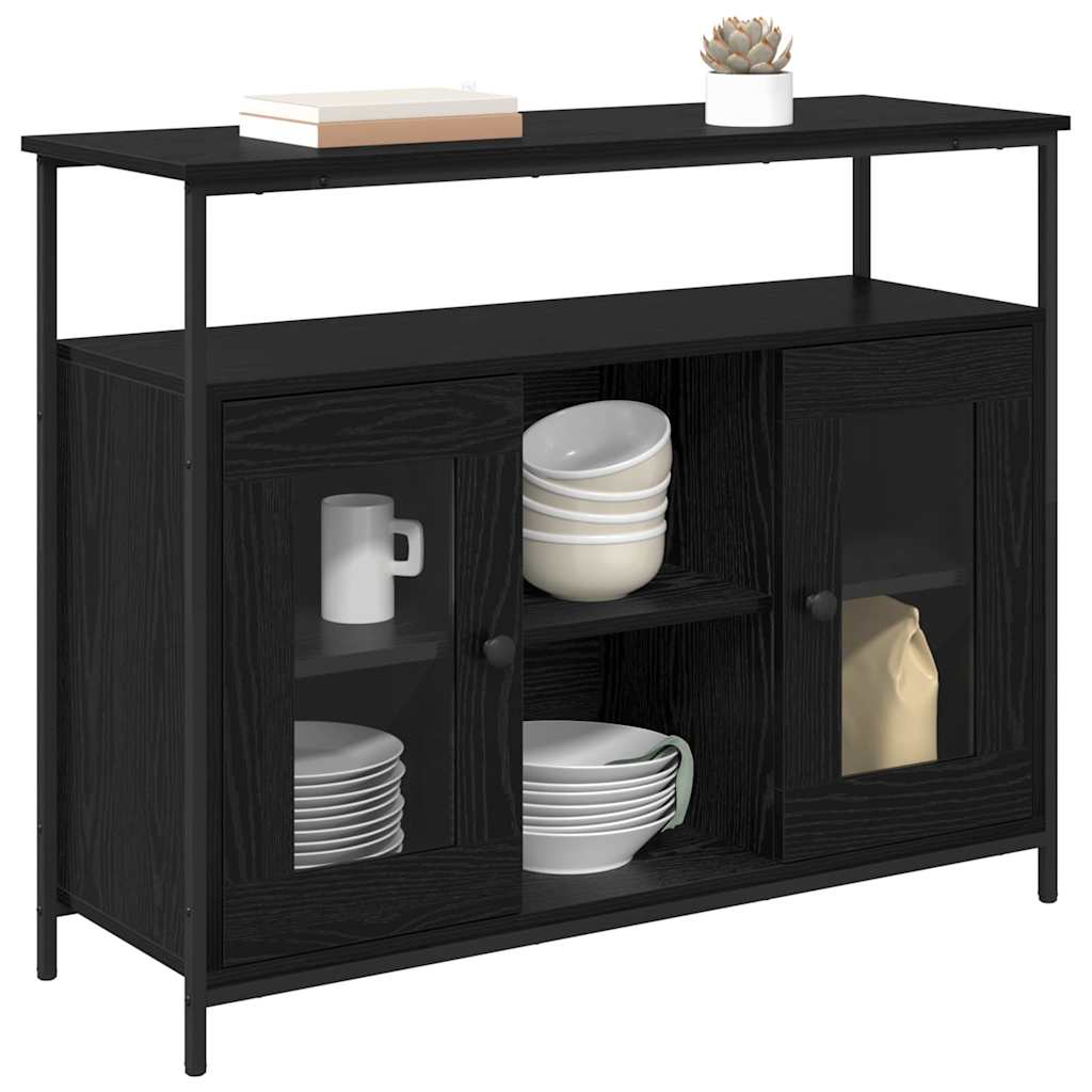 Credenza Rovere Nero 100 x 35 x 80 cm Legno multistrato