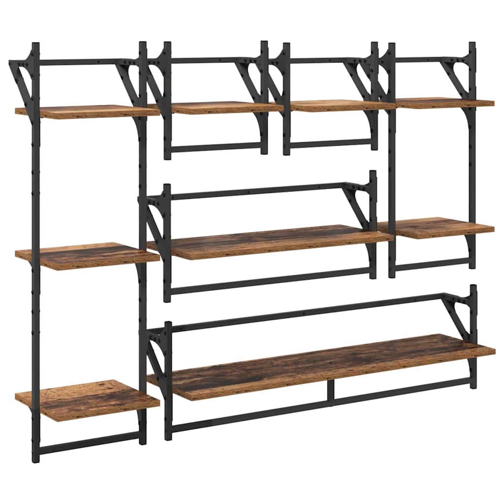 Set mensole da parete 6 pcs Legno vecchio 100 x 25 x 30 cm