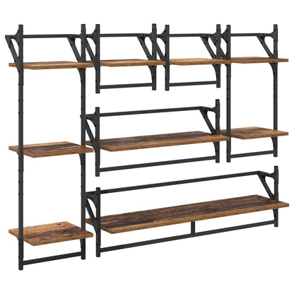 Set mensole da parete 6 pcs Legno vecchio 100 x 25 x 30 cm