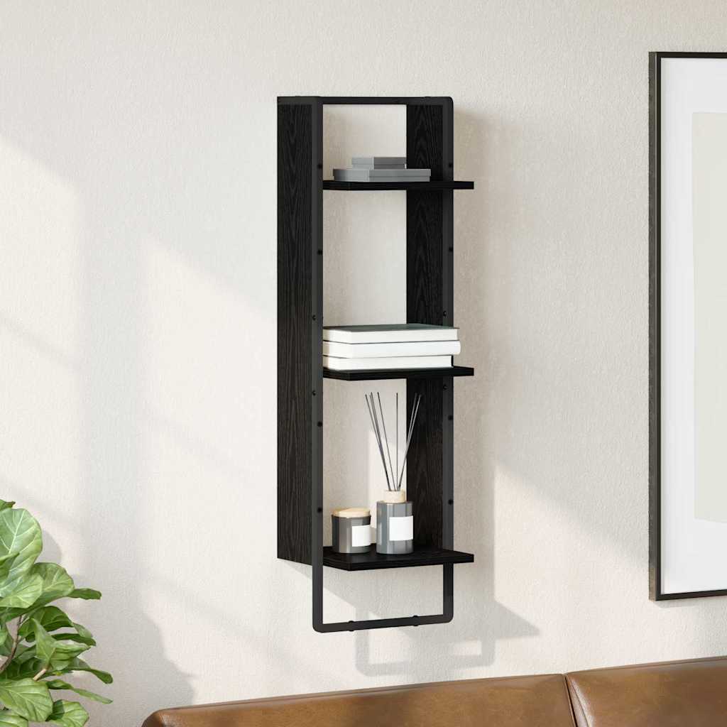 Scaffale da parete con lo scaffale Rovere Nero 30 x 25 x 100 cm
