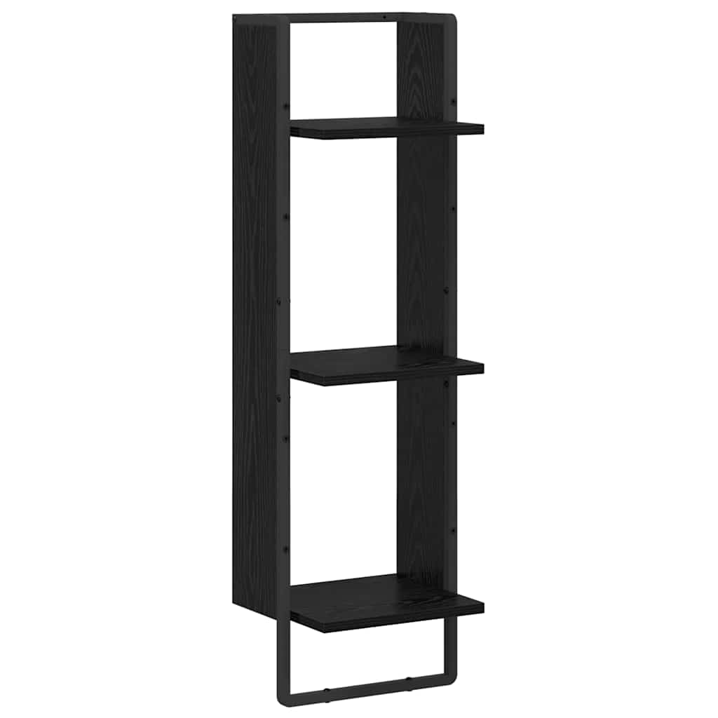 Scaffale da parete con lo scaffale Rovere Nero 30 x 25 x 100 cm