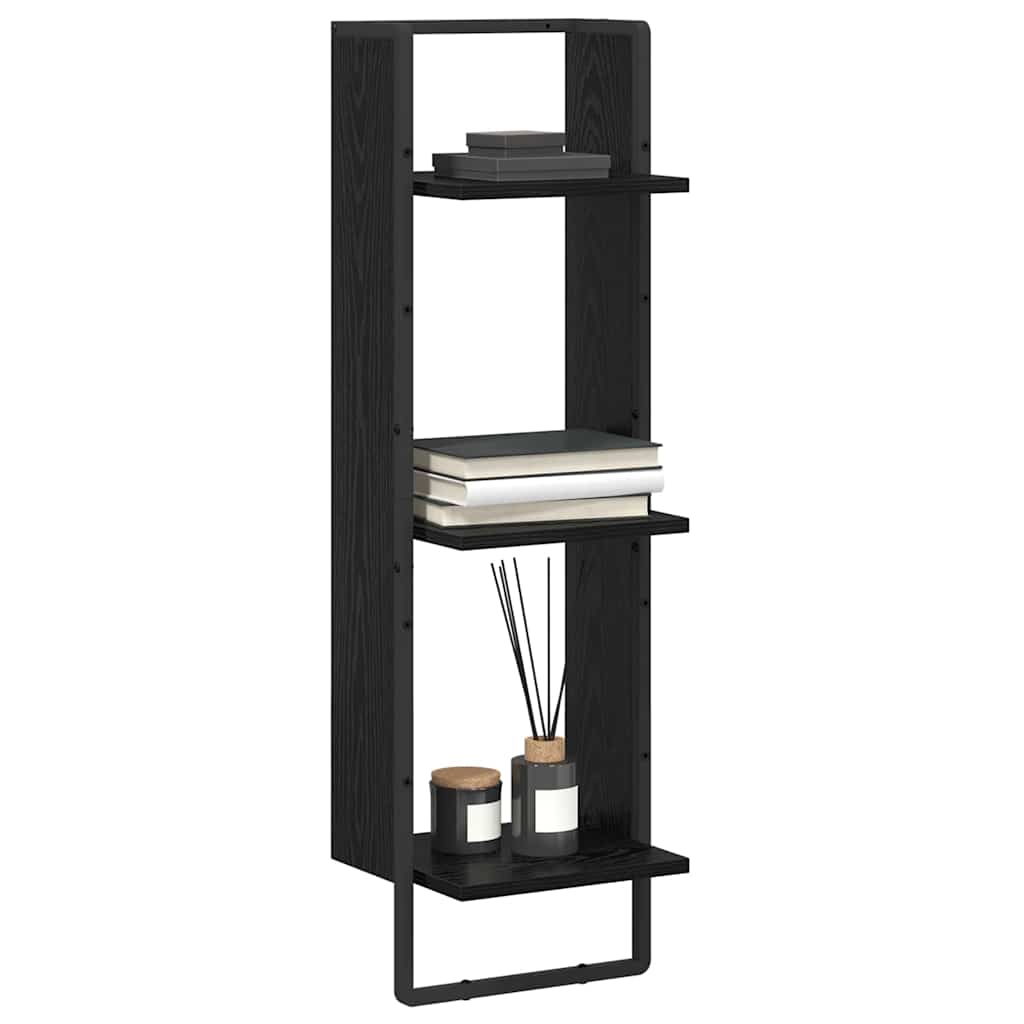 Scaffale da parete con lo scaffale Rovere Nero 30 x 25 x 100 cm