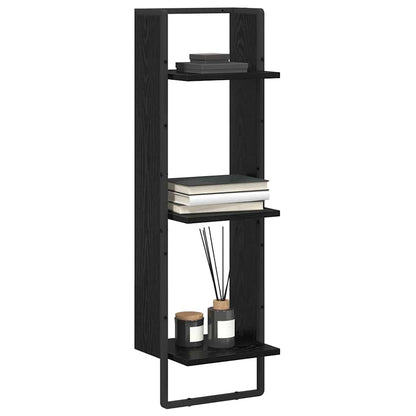 Scaffale da parete con lo scaffale Rovere Nero 30 x 25 x 100 cm