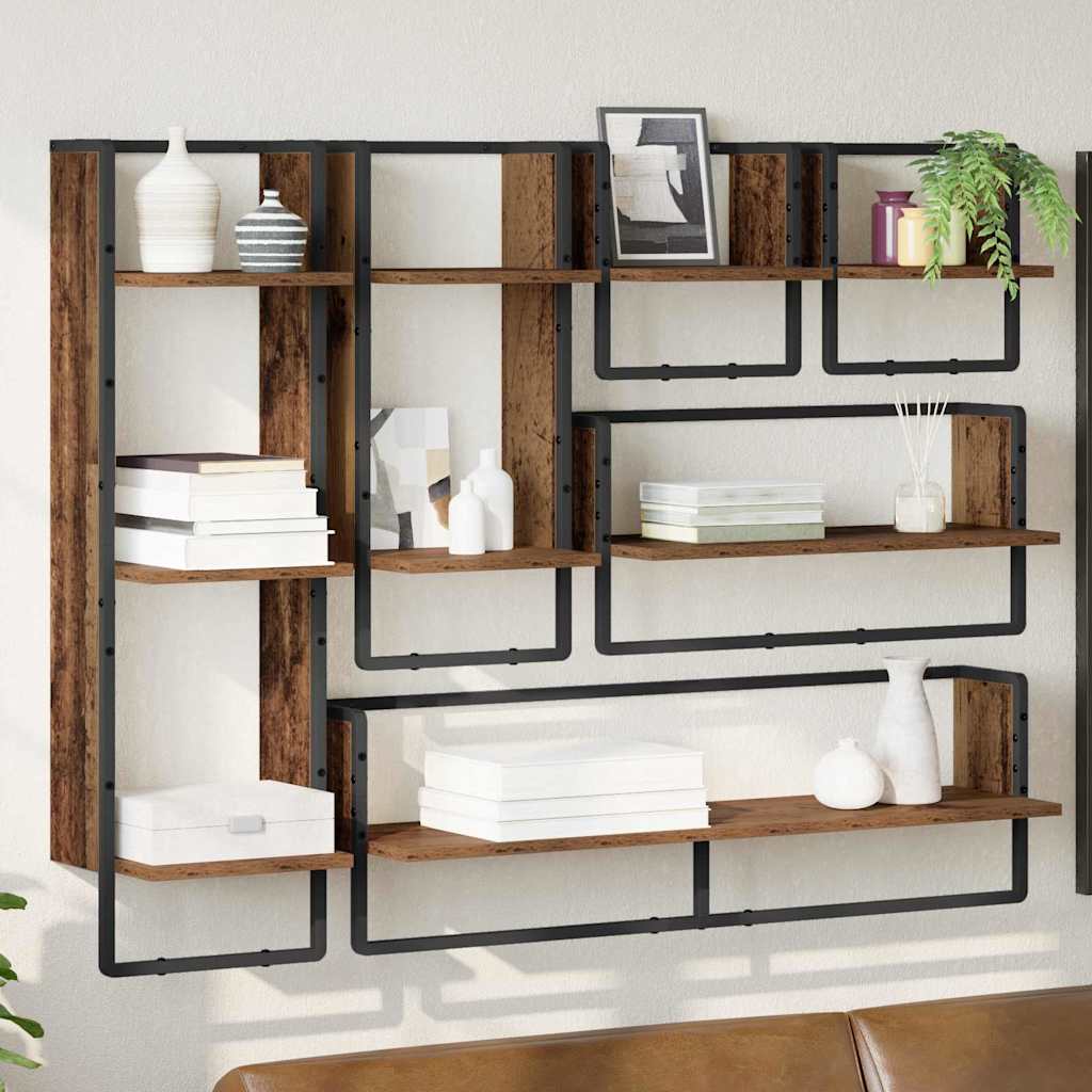 Set mensole da parete 6 pcs Legno vecchio 100 x 25 x 30 cm