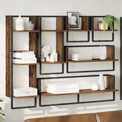 Set mensole da parete 6 pcs Legno vecchio 100 x 25 x 30 cm