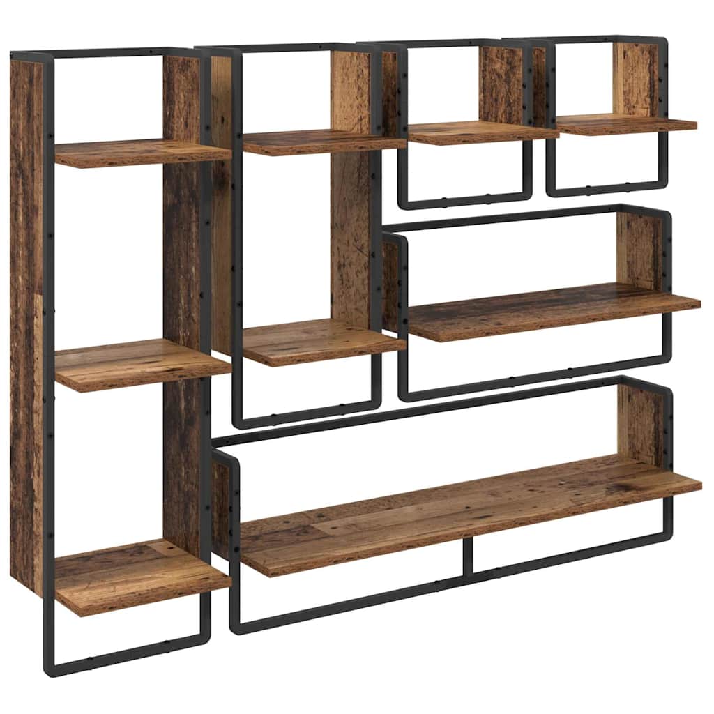 Set mensole da parete 6 pcs Legno vecchio 100 x 25 x 30 cm