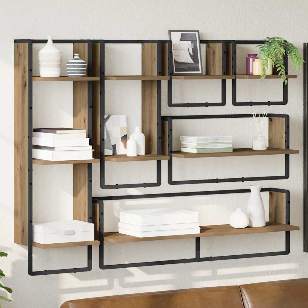 Set mensole da parete 6 pcs Rovere artigianale 100 x 25 x 30 cm