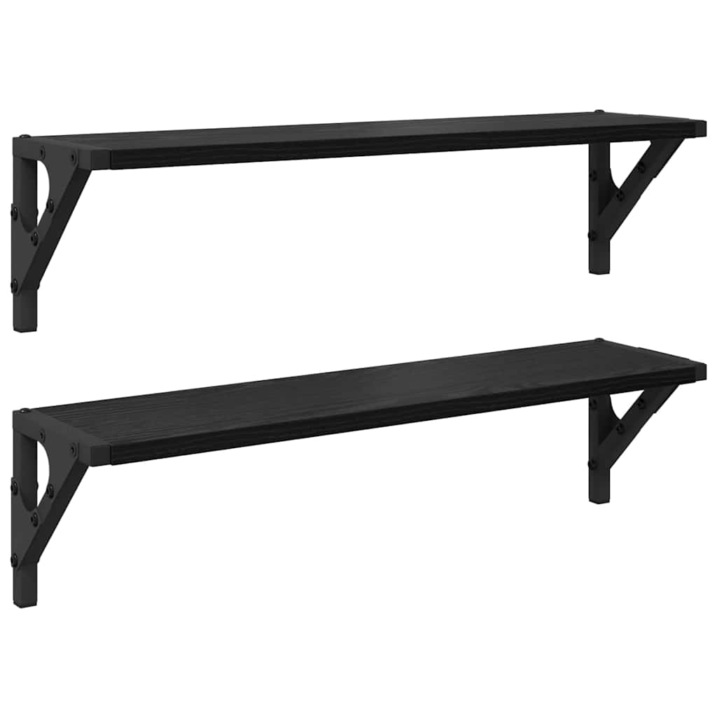 Scaffali da parete 2 pcs Rovere Nero 60 x 15 x 15,5 cm