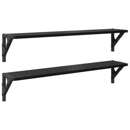 Scaffali da parete 2 pcs Rovere Nero 80 x 15 x 15,5 cm