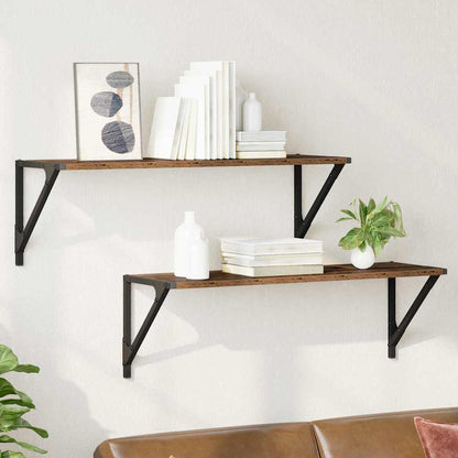 Scaffali da parete 2 pcs Legno vecchio 80 x 25 x 25,5 cm