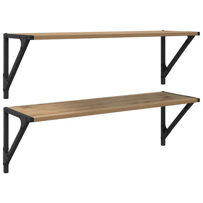 Scaffali da parete 2 pcs Rovere artigianale 80 x 25 x 25,5 cm