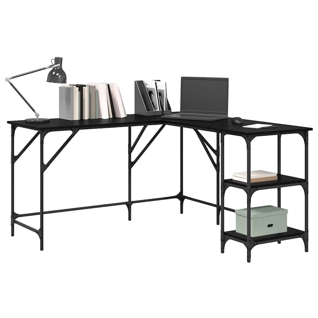 Scrivania Rovere Nero 139 x 139 x 75 cm Legno multistrato