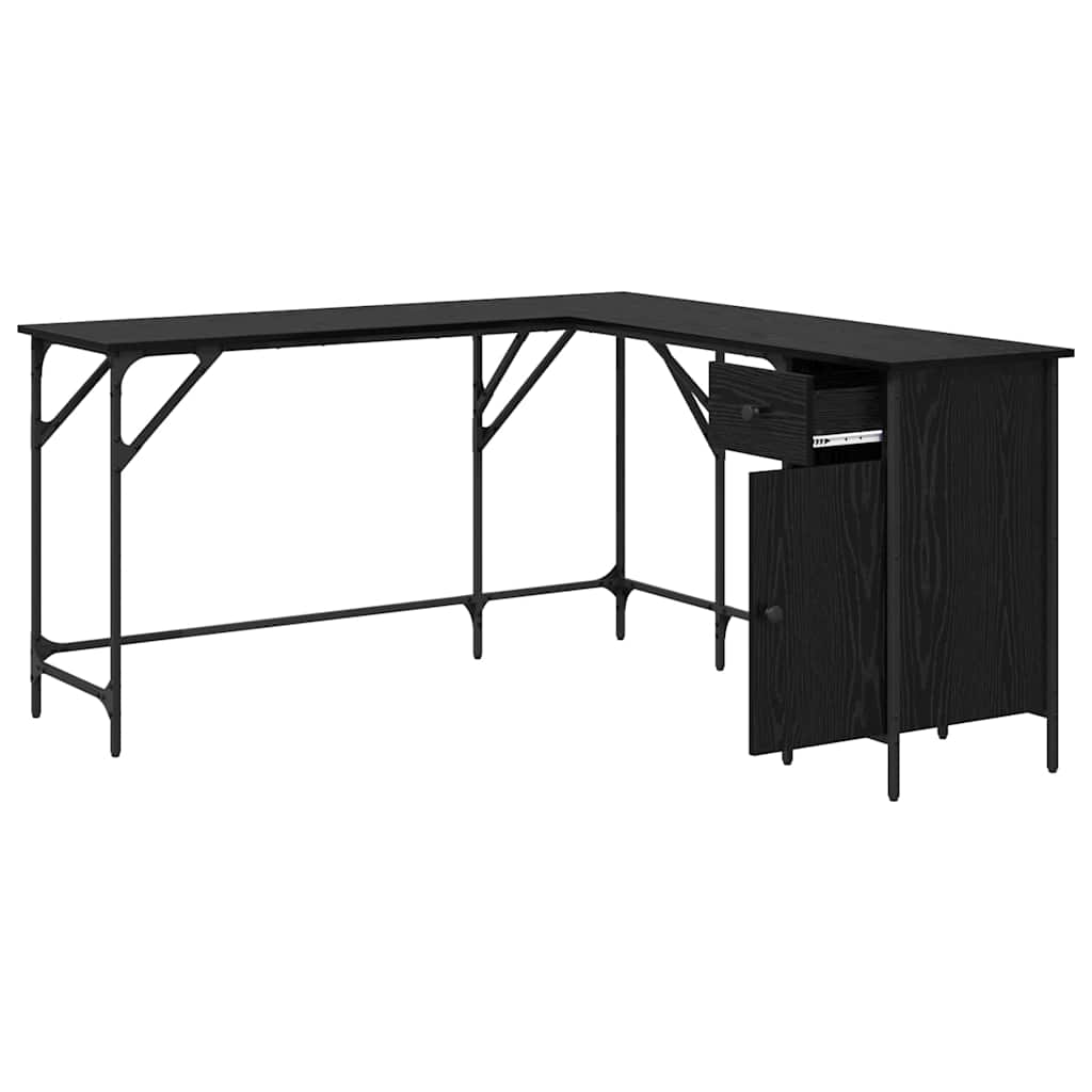 Scrivania Rovere Nero 141 x 141 x 75 cm Legno multistrato