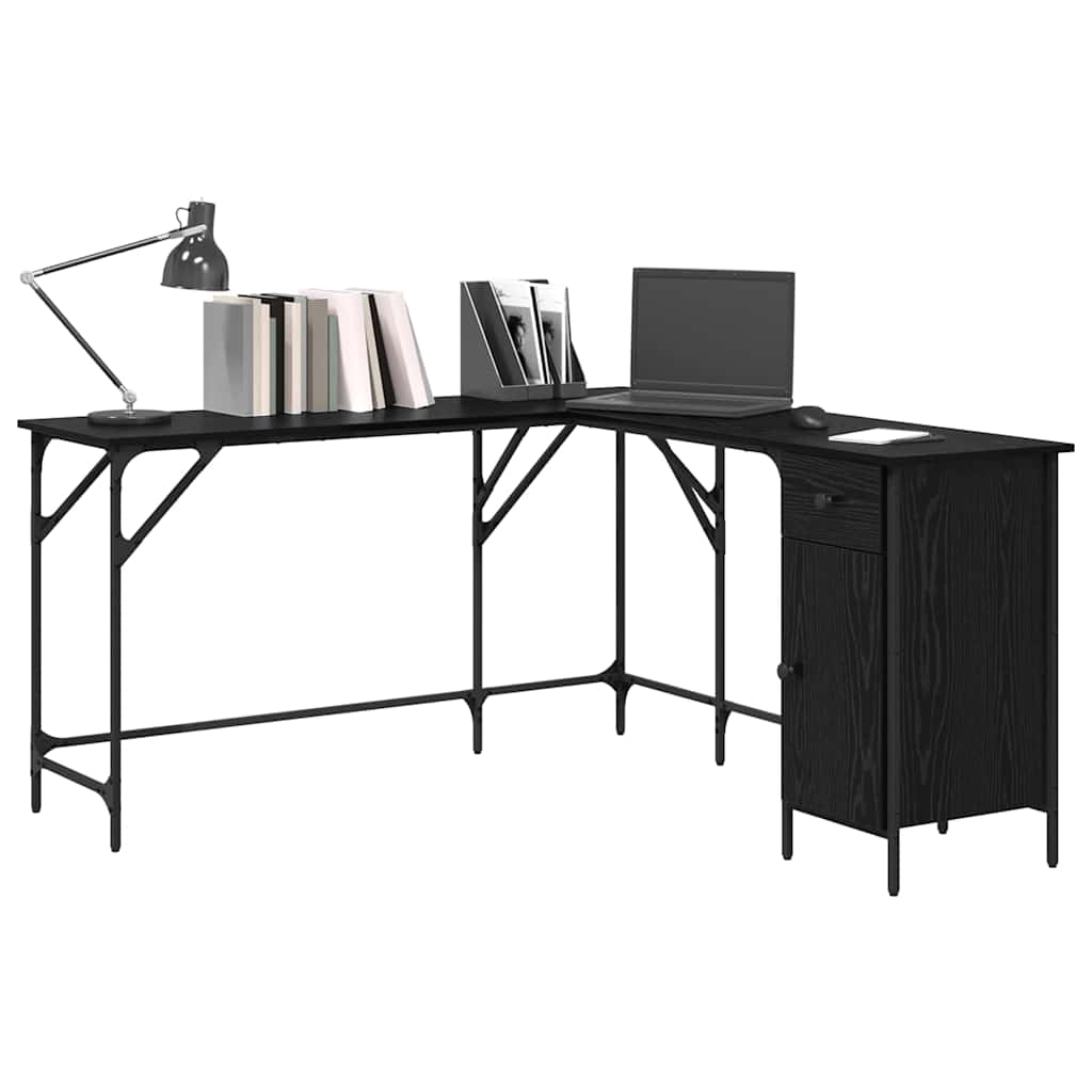 Scrivania Rovere Nero 141 x 141 x 75 cm Legno multistrato