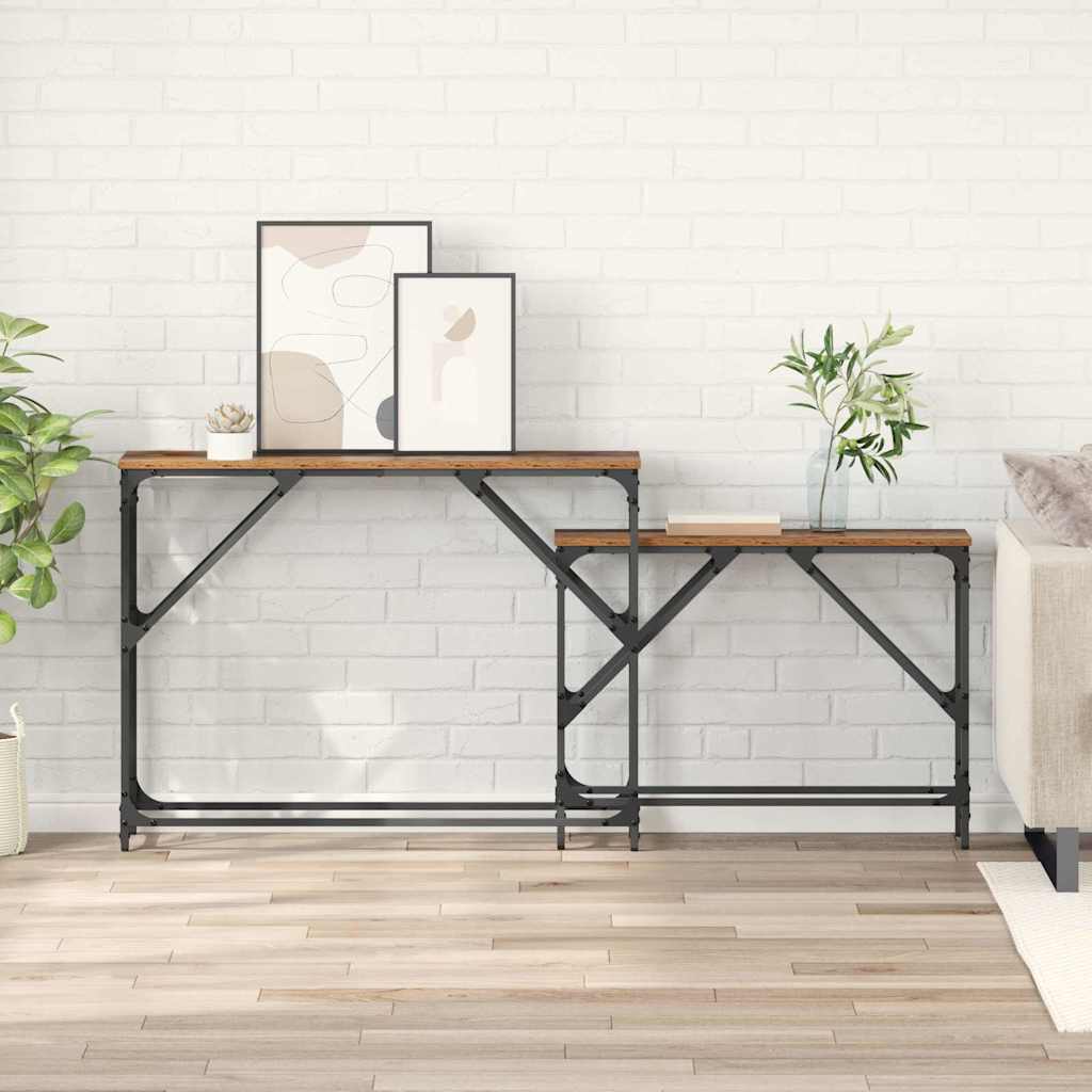 Tavolo consolle 2 pcs Legno vecchio 100 x 28 x 75 cm
