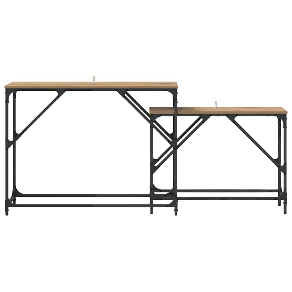 Tavolo consolle 2 pcs Rovere artigianale 100 x 28 x 75 cm