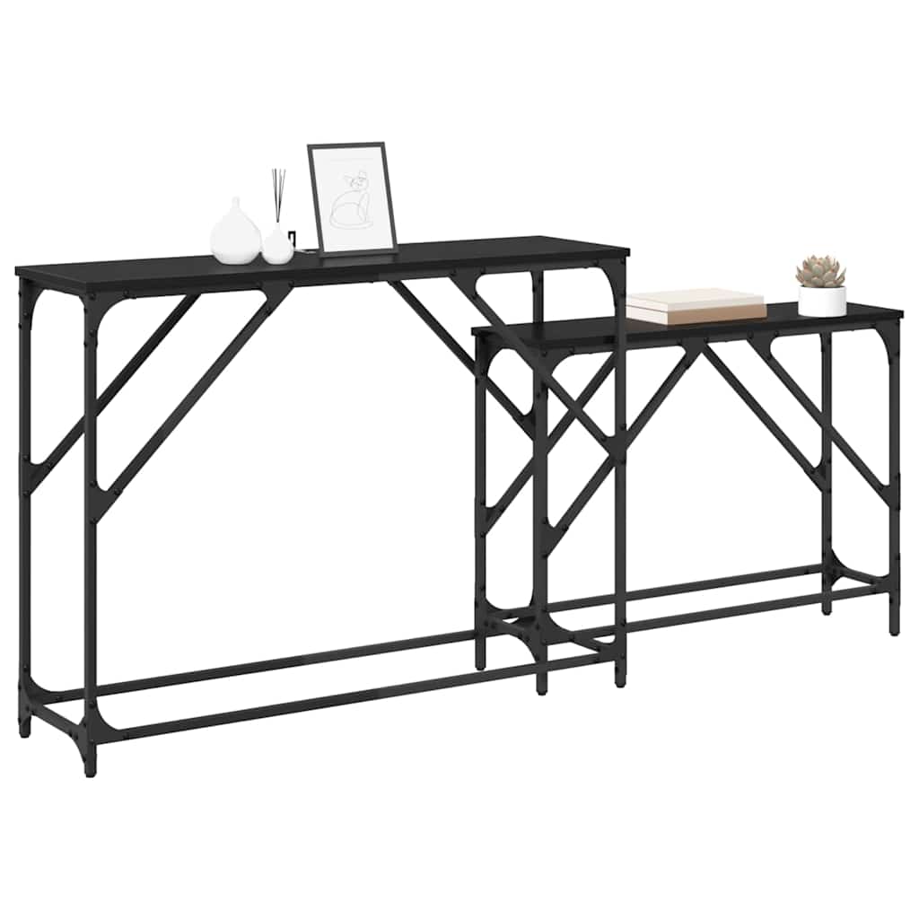 Tavolo consolle 2 pcs Rovere Nero 100 x 28 x 75 cm