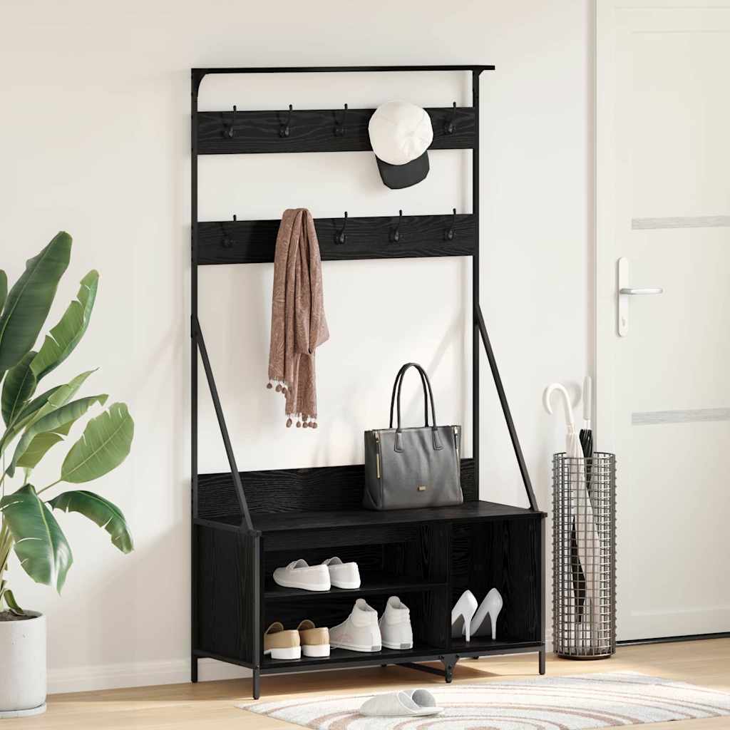 Stendibiancheria con lo scaffale Rovere Nero 100 x 41 x 184 cm