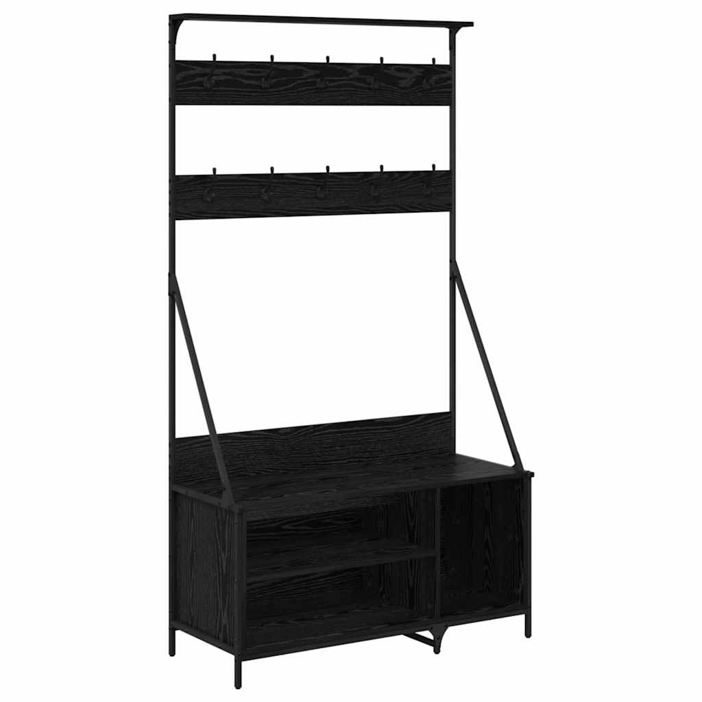 Stendibiancheria con lo scaffale Rovere Nero 100 x 41 x 184 cm