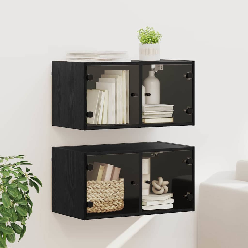 Armadi da Parete 2 pcs Rovere Nero 68 x 37 x 35 cm