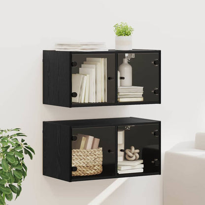 Armadi da Parete 2 pcs Rovere Nero 68 x 37 x 35 cm